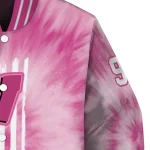 personalized wisconsin badgers pink tie dye pink varsity jacket best selling