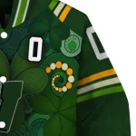 personalized wisconsin badgers shamrock vortex green varsity jacket best selling