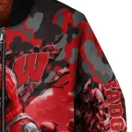 personalized wisconsin badgers skull horde red bomber jacket best selling