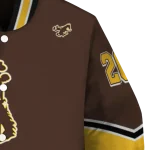 personalized wyoming cowboys chevron style brown varsity jacket best selling