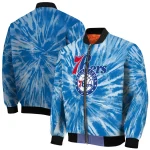philadelphia 76ers dynamic rings blue bomber jacket best selling