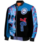 philadelphia 76ers fire skull blue black bomber jacket best selling