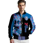 philadelphia 76ers fire skull blue black bomber jacket best selling