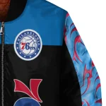 philadelphia 76ers fire skull blue black bomber jacket best selling