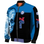 philadelphia 76ers intricate skull blue black bomber jacket best selling