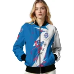 philadelphia 76ers ripped bolt blue white bomber jacket best selling