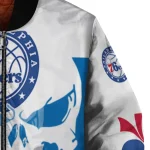philadelphia 76ers skull outline blue white bomber jacket best selling