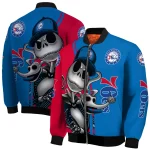 philadelphia 76ers spooky grin blue bomber jacket best selling