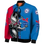 philadelphia 76ers spooky grin blue bomber jacket best selling