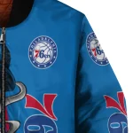 philadelphia 76ers spooky grin blue bomber jacket best selling