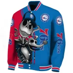 philadelphia 76ers spooky grin blue varsity jacket best selling