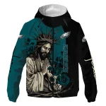 philadelphia eagles jesus roses green black windbreaker jacket best selling