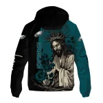 philadelphia eagles jesus roses green black windbreaker jacket best selling
