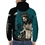 philadelphia eagles jesus roses green black windbreaker jacket best selling