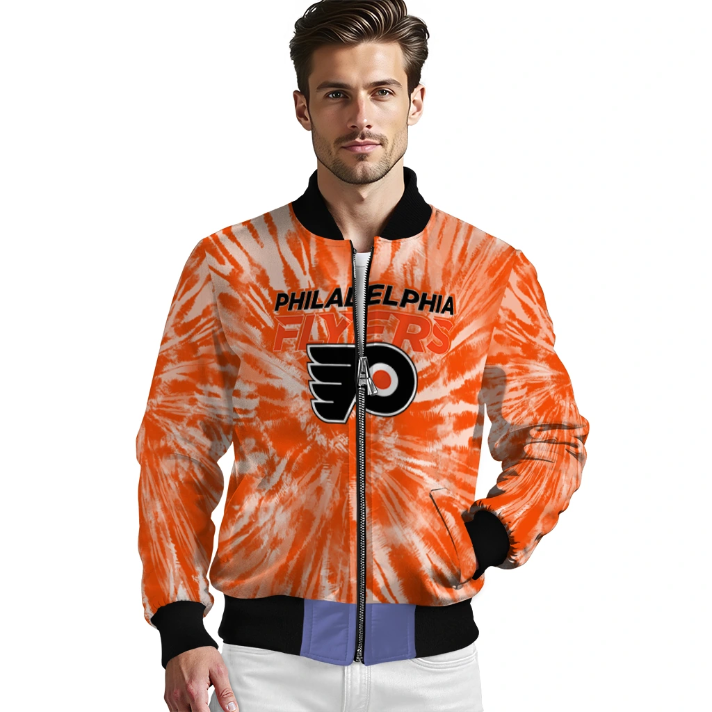 philadelphia flyers dynamic rings orange bomber jacket high quality philadelphia flyers dynamic rings orange bomber jacket high quality
