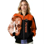 philadelphia flyers intricate skull orange black bomber jacket best selling