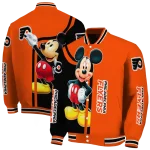philadelphia flyers mickey mouse orange varsity jacket best selling