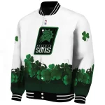 phoenix suns clover pattern print white green varsity jacket best selling
