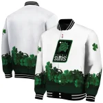 phoenix suns clover pattern print white green varsity jacket best selling
