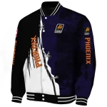 phoenix suns edgy scratch effect purple black varsity jacket best selling