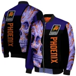 phoenix suns fire skull purple black bomber jacket best selling