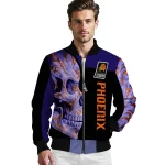 phoenix suns fire skull purple black bomber jacket best selling