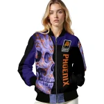 phoenix suns fire skull purple black bomber jacket best selling