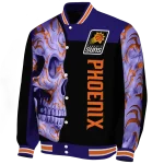 phoenix suns fire skull purple black varsity jacket best selling
