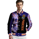 phoenix suns fire skull purple black varsity jacket best selling