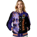 phoenix suns fire skull purple black varsity jacket best selling
