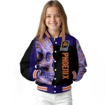 phoenix suns fire skull purple black varsity jacket best selling