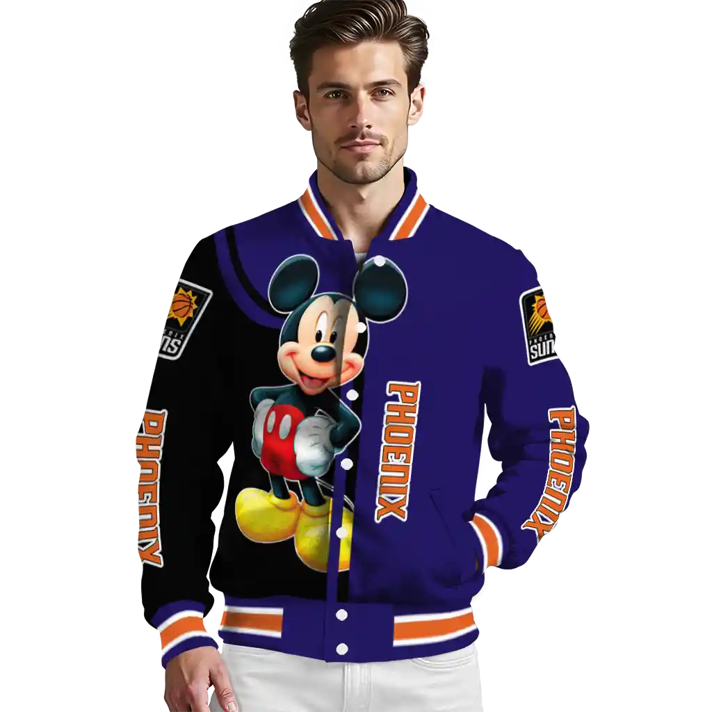 phoenix suns mickey mouse purple varsity jacket high quality phoenix suns mickey mouse purple varsity jacket high quality