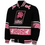 phoenix suns pink ribbon black pink varsity jacket best selling