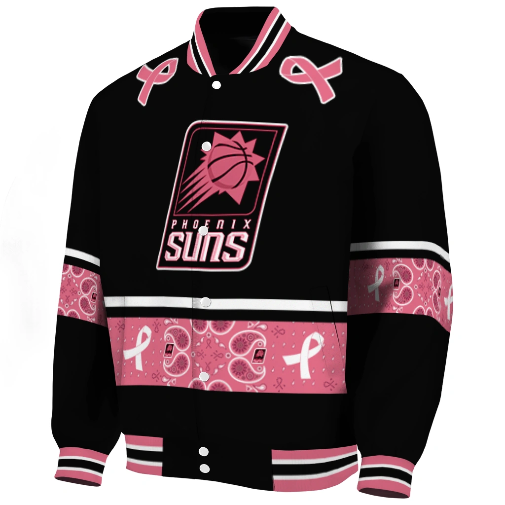 phoenix suns pink ribbon black pink varsity jacket best selling phoenix suns pink ribbon black pink varsity jacket best selling