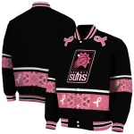 phoenix suns pink ribbon black pink varsity jacket best selling
