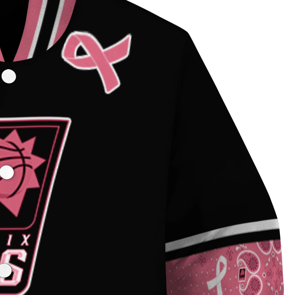 phoenix suns pink ribbon black pink varsity jacket premium grade phoenix suns pink ribbon black pink varsity jacket premium grade