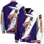 phoenix suns ripped bolt purple white varsity jacket best selling