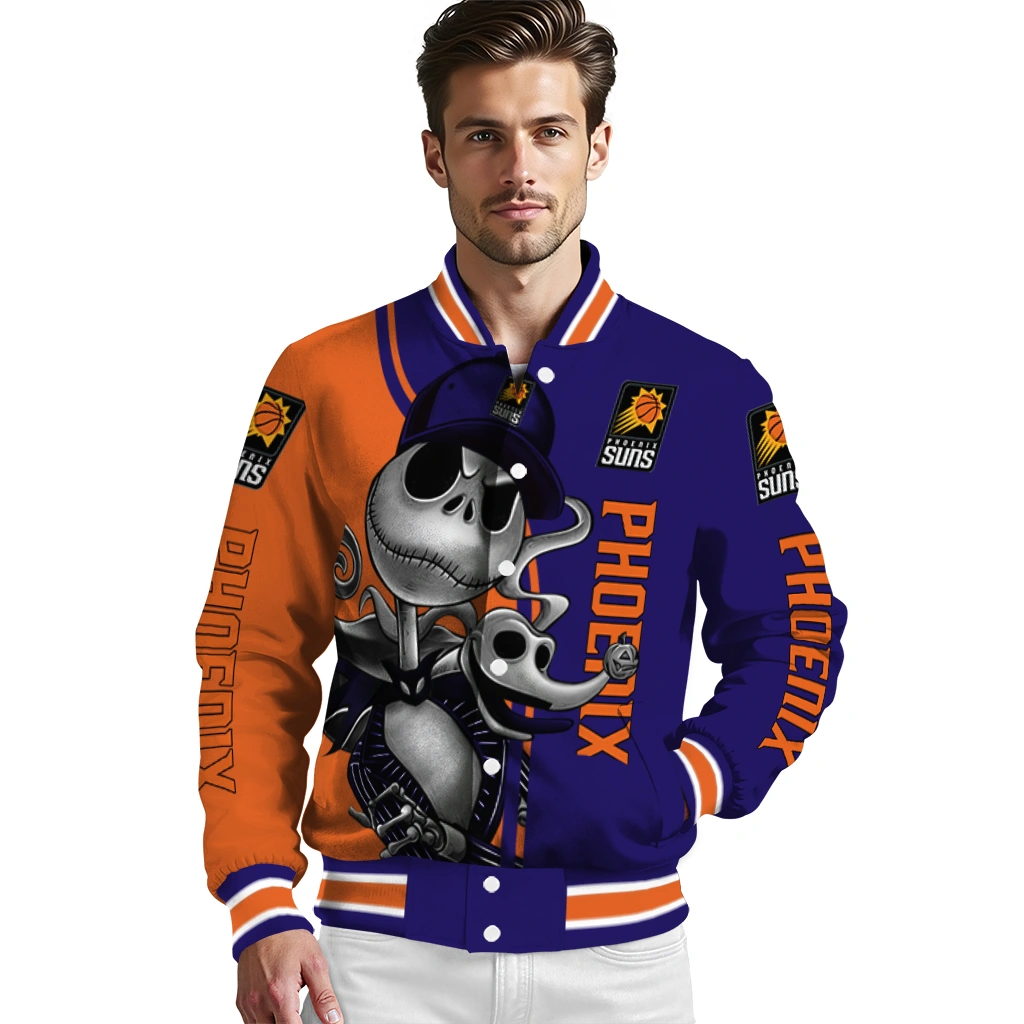 phoenix suns spooky grin purple varsity jacket high quality phoenix suns spooky grin purple varsity jacket high quality