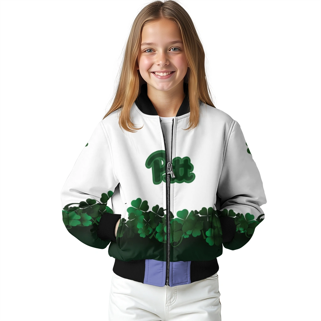 pittsburgh panthers clovers pattern white green bomber jacket top rated pittsburgh panthers clovers pattern white green bomber jacket top rated