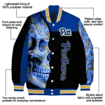 pittsburgh panthers fire skull royal blue black varsity jacket best selling