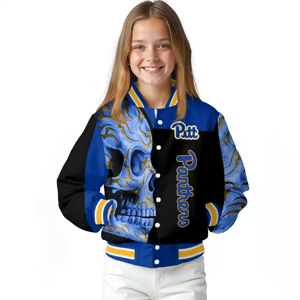 pittsburgh panthers fire skull royal blue black varsity jacket top rated pittsburgh panthers fire skull royal blue black varsity jacket top rated