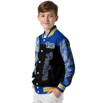 pittsburgh panthers fire skull royal blue black varsity jacket best selling
