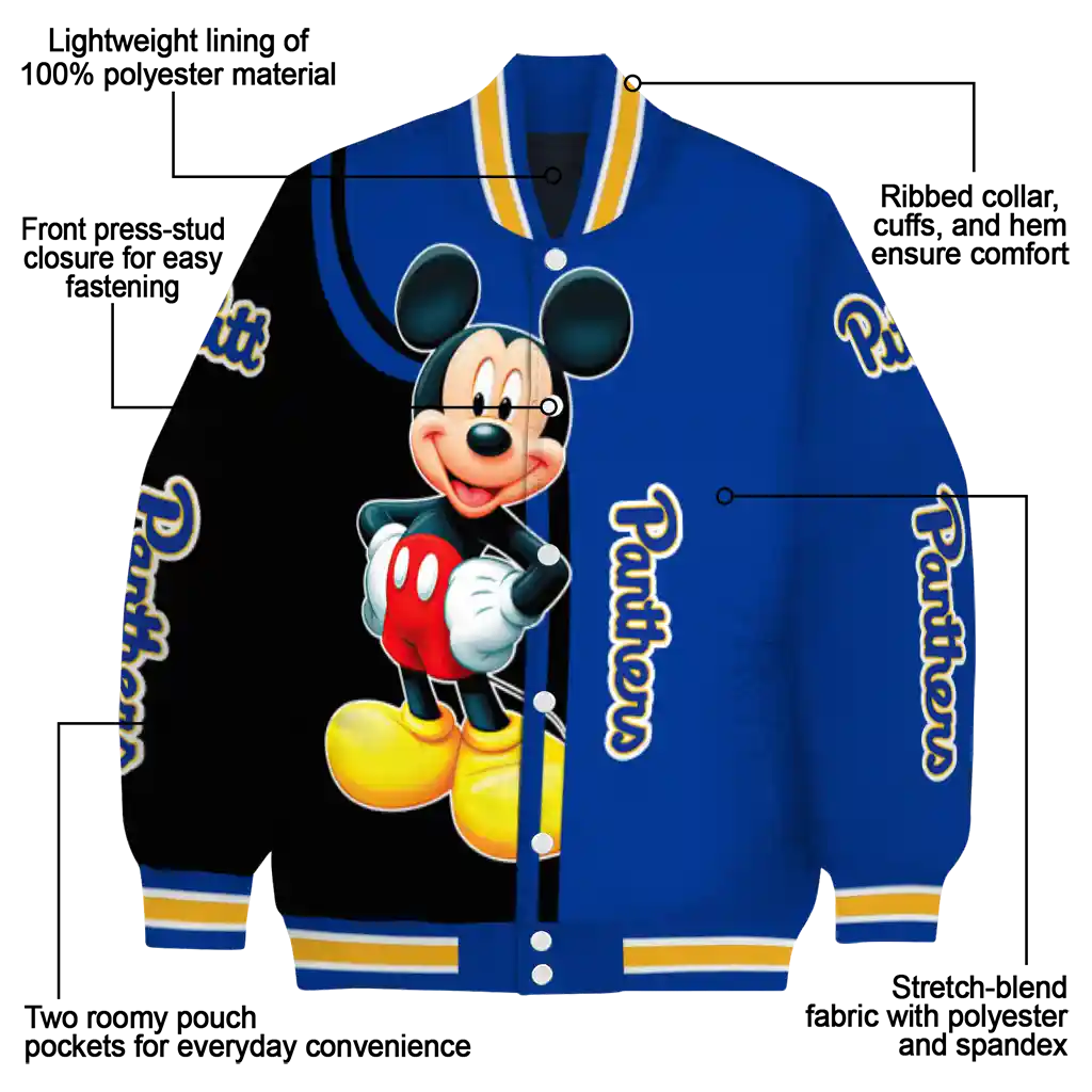 pittsburgh panthers mickey mouse royal blue varsity jacket new arrival pittsburgh panthers mickey mouse royal blue varsity jacket new arrival