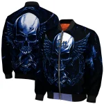 pittsburgh panthers skull bite royal blue black bomber jacket best selling
