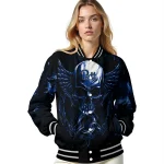 pittsburgh panthers skull bite royal blue black varsity jacket best selling