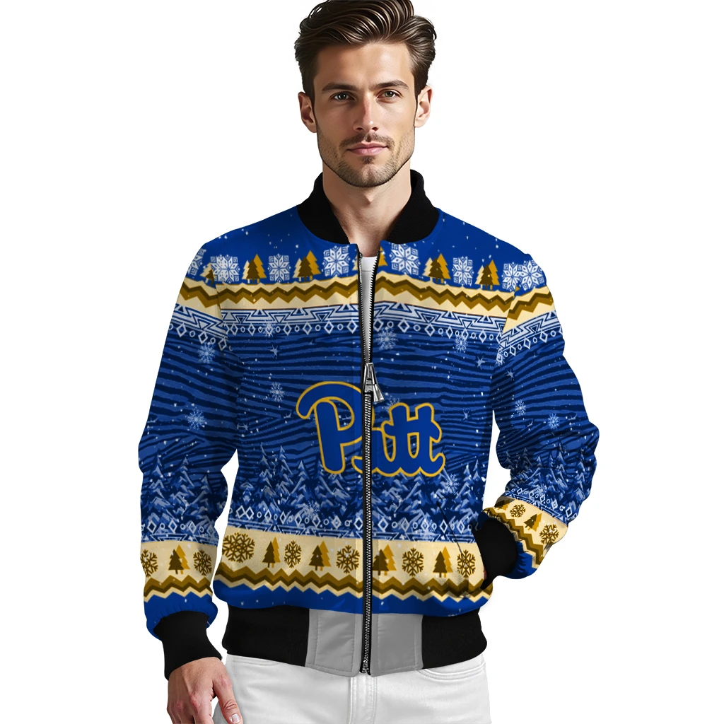 pittsburgh panthers snowy pines royal blue bomber jacket high quality pittsburgh panthers snowy pines royal blue bomber jacket high quality