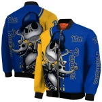 pittsburgh panthers spooky grin royal blue bomber jacket best selling