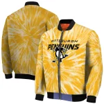pittsburgh penguins dynamic rings yellow bomber jacket best selling
