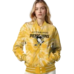 pittsburgh penguins dynamic rings yellow varsity jacket best selling
