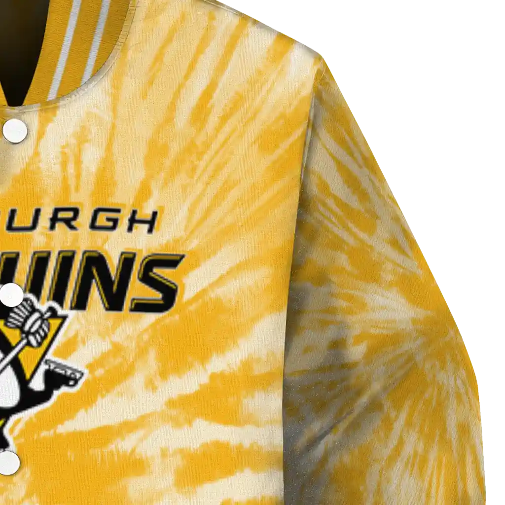 pittsburgh penguins dynamic rings yellow varsity jacket premium grade pittsburgh penguins dynamic rings yellow varsity jacket premium grade